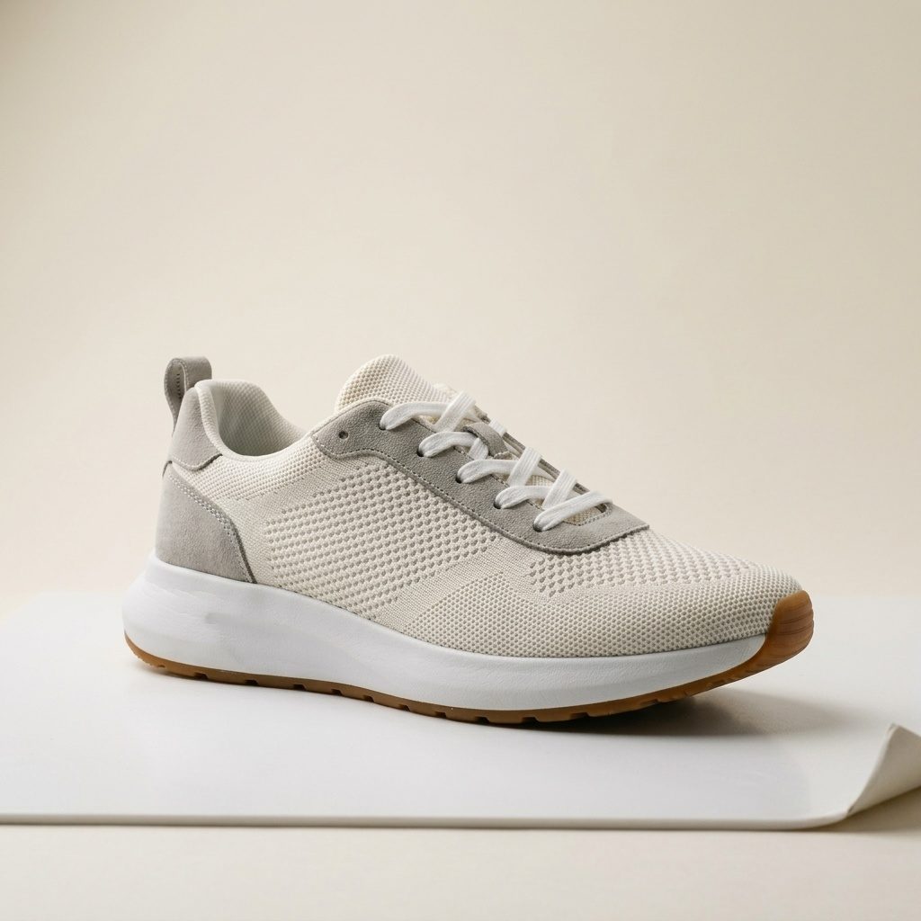 Sneaker on a white studio backdrop