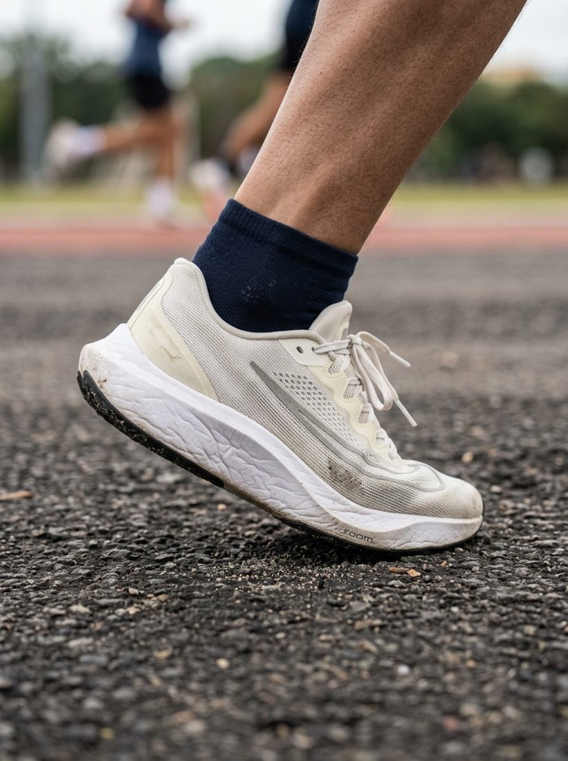 Sneaker midsole compressed mid stride